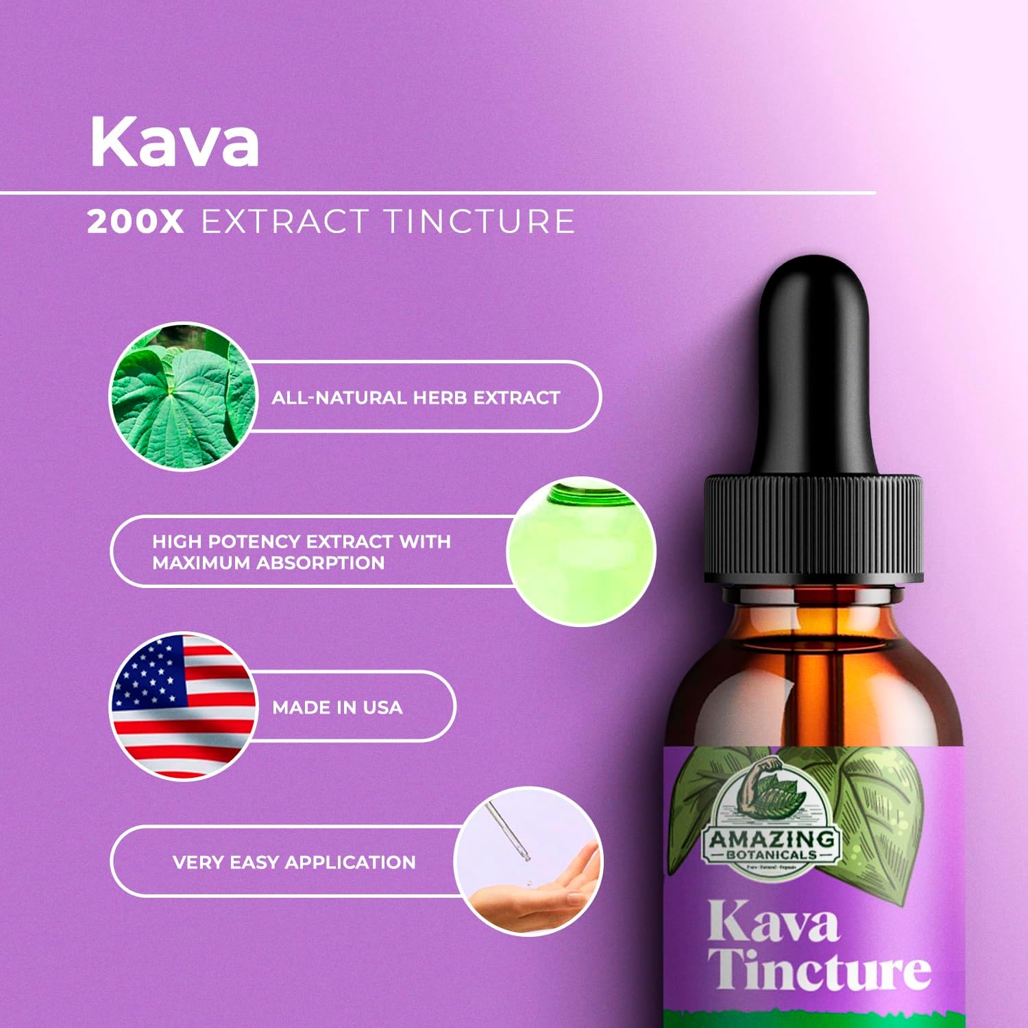 High-Potency Botanicals Kava Kava Tincture - Natural Calm & Relaxation Supplement - 70% Kavalactones Extract - 30,000 mg - 1 FL oz/30ml