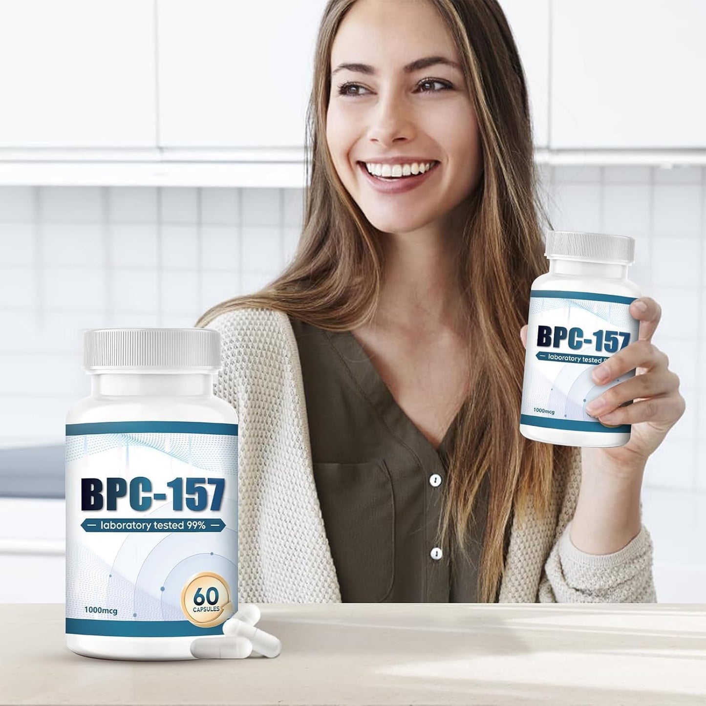 High Potency BPC-157 Pro 1000mcg Capsules - New Protective Compound 157 Supplement - Gluten-Free, 60 Caps