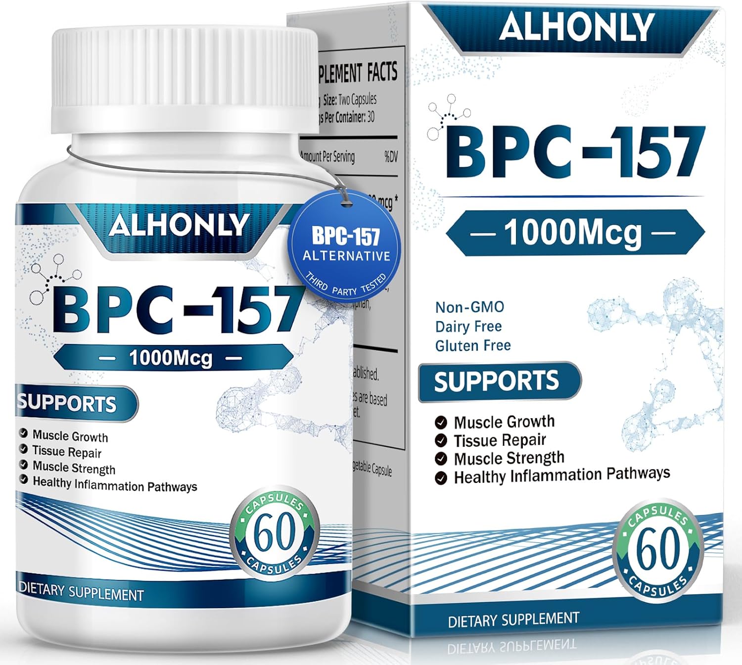 High Potency BPC-157 Supplement for Muscle & Workout Recovery - 60 Capsules, 1000 mcg - Research Proven Quality