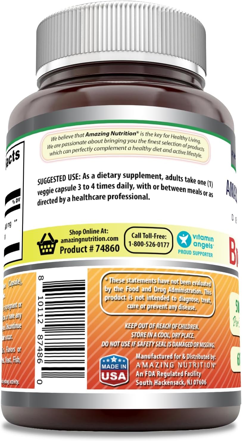 High Potency Bromelain 500mg Capsules - 60 Count - Non-GMO & Gluten Free - Vegetarian Friendly - Made in USA