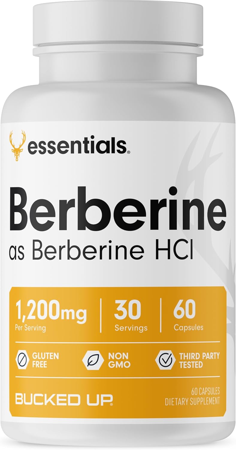 High Potency Bucked Up Berberine HCI Capsules - 1200mg Per Serving, 30 Servings, Essential Health Supplement