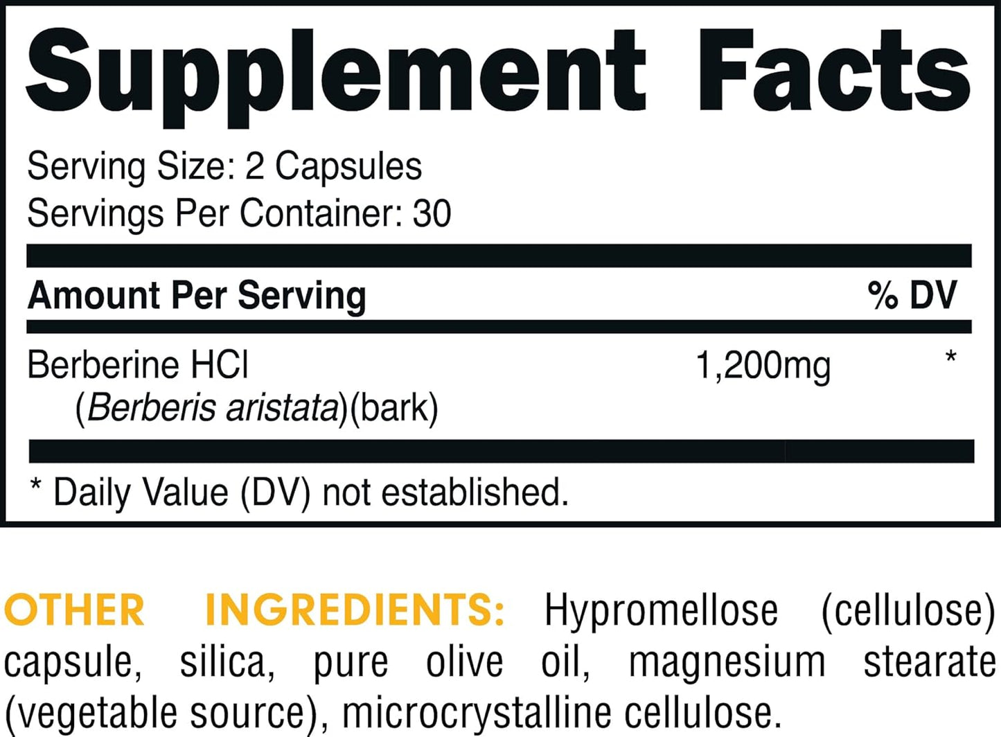 High Potency Bucked Up Berberine HCI Capsules - 1200mg Per Serving, 30 Servings, Essential Health Supplement