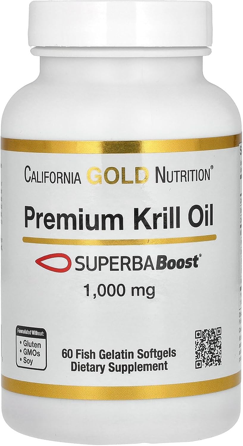 High Potency California Gold Nutrition Krill Oil with SUPERBABoost - 1,000mg, 60 Softgels