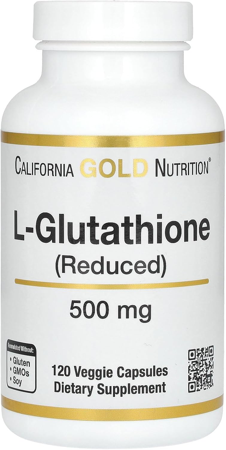 High Potency California Gold Nutrition L-Glutathione (Reduced) Capsules - 500mg, 120 Count