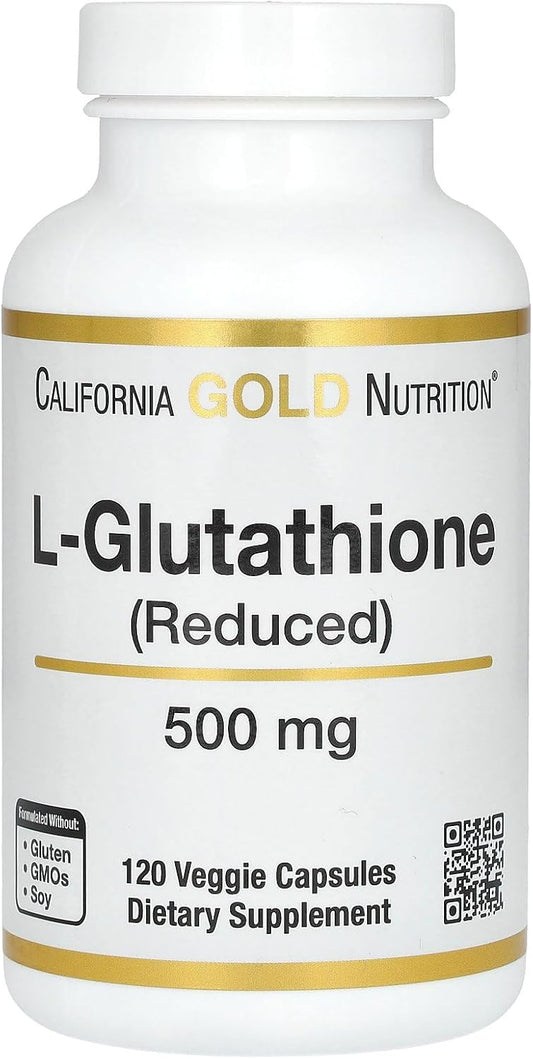 High Potency California Gold Nutrition L-Glutathione (Reduced) Capsules - 500mg, 120 Count