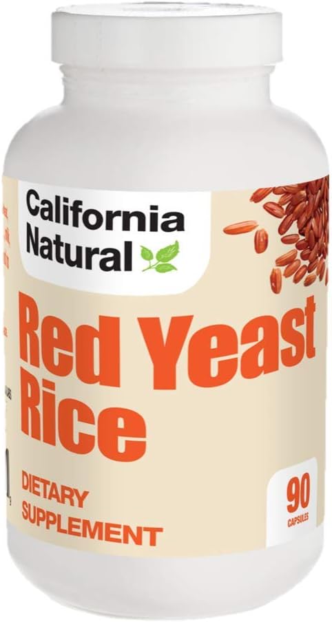 High Potency California Natural Red Yeast Rice Extract 600mg Capsules - Supports Healthy Cholesterol Levels - Vegetarian Supplement for Heart Health - 90 Pills