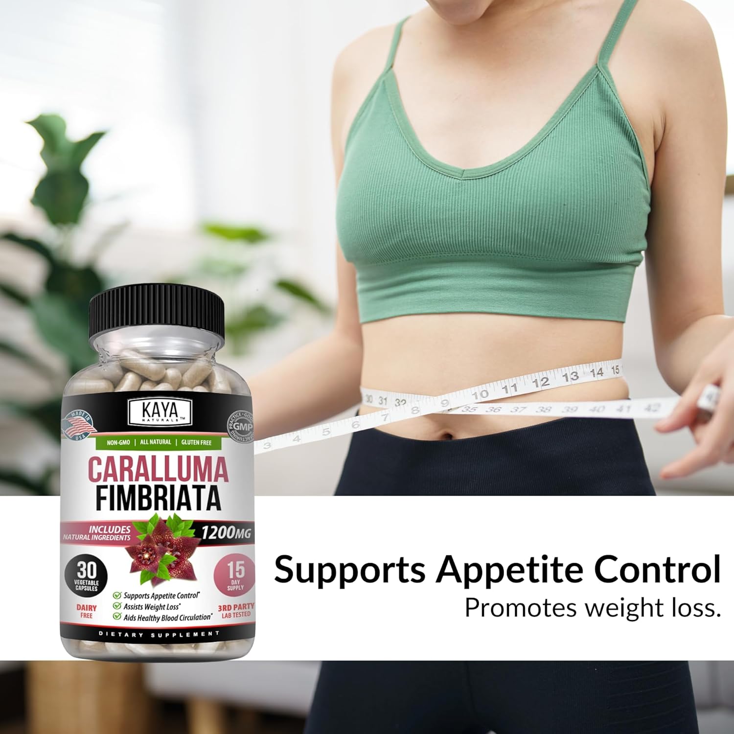High Potency Caralluma Fimbriata 1200mg Supplement for Endurance Support - 30 Vegetarian Capsules by Kaya Naturals