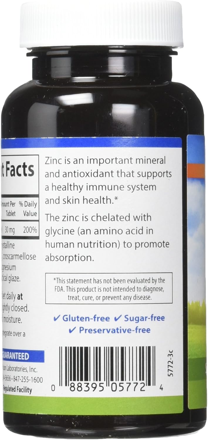 High Potency Carlson Labs Chelated Zinc Tablets - 30mg, 250 Tablets