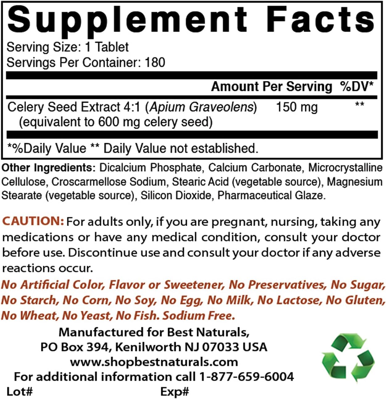 High Potency Celery Seed and Magnesium Glycinate Supplement - 600mg Celery Seed & 425mg Magnesium Glycinate for Optimal Health