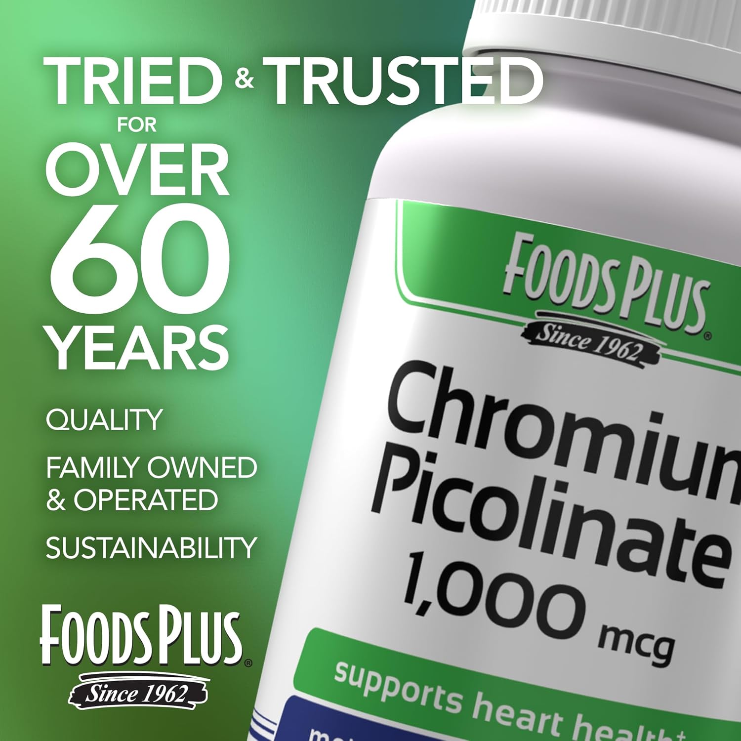 High Potency Chromium Picolinate 1,000 mcg Supplement for Better Absorption - 100 Servings