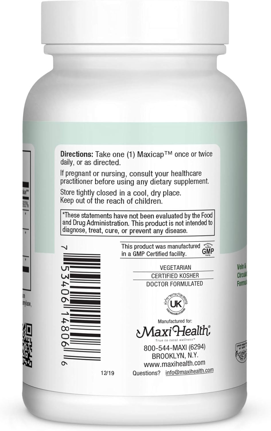 High Potency CircuMax Supplement for Vein and Circulation Support - 60 Capsules - Kosher Formula by Maxi Health