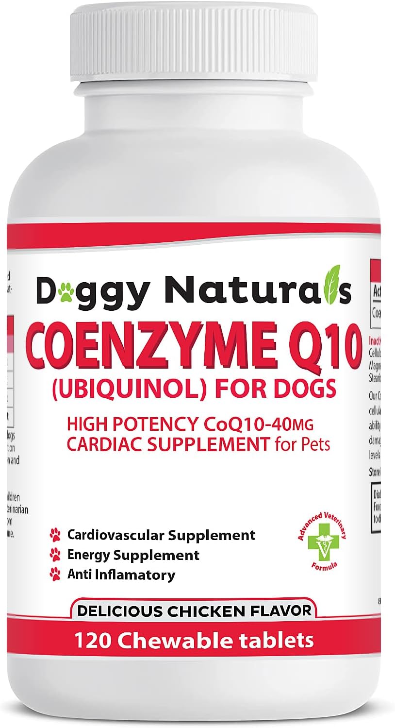 High Potency Coenzyme Q10 for Dogs - 40mg UBIQUINOL (120 Tabs) - Made in U.S.A. - Pet Health Pharma Supplement