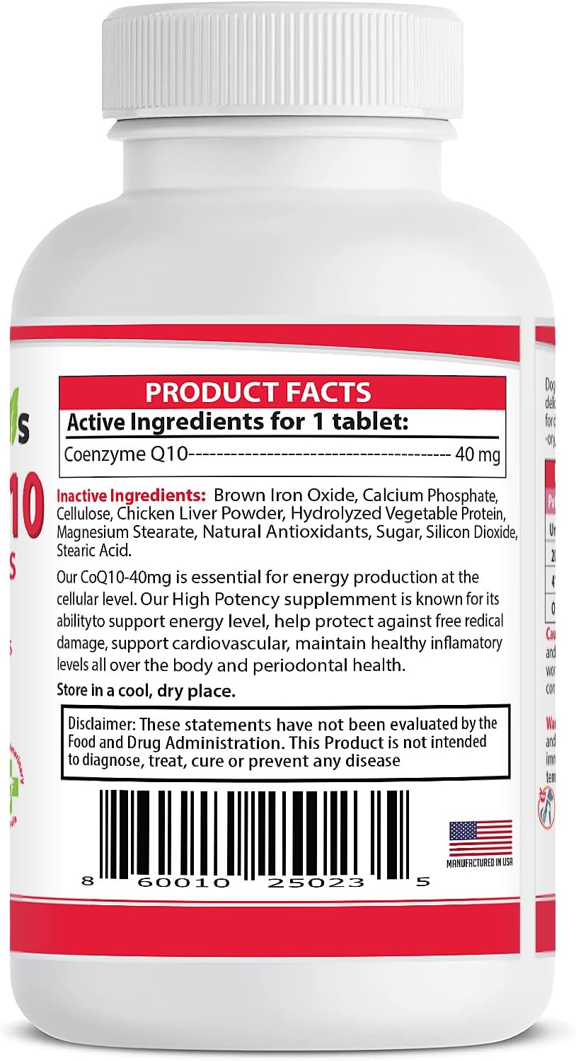 High Potency Coenzyme Q10 for Dogs - 40mg UBIQUINOL (120 Tabs) - Made in U.S.A. - Pet Health Pharma Supplement