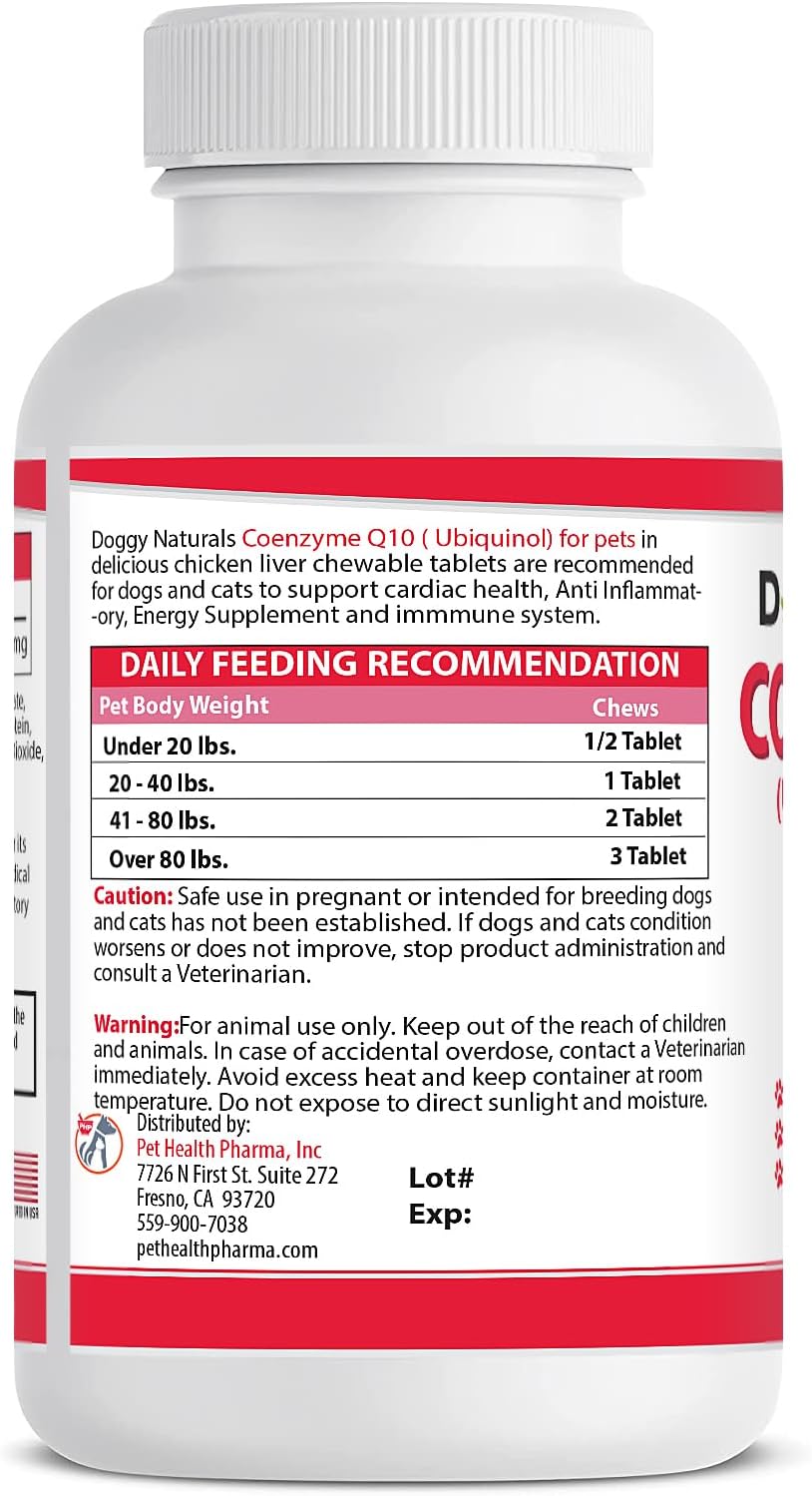 High Potency Coenzyme Q10 for Dogs - 40mg UBIQUINOL (120 Tabs) - Made in U.S.A. - Pet Health Pharma Supplement