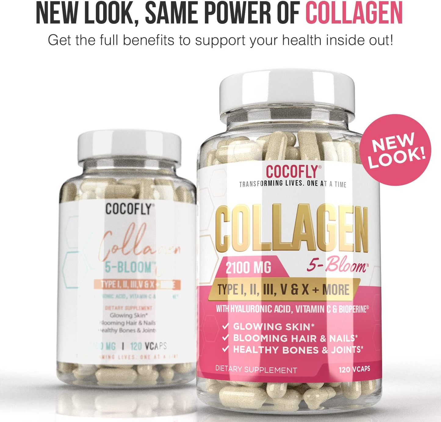 High Potency Collagen Pills for Women - 120 Capsules, 2100mg Hydrolyzed Collagen, Grass Fed Supplements with Hyaluronic Acid, Vitamin C, Bioperine - Anti-Aging Support for Skin and Hair