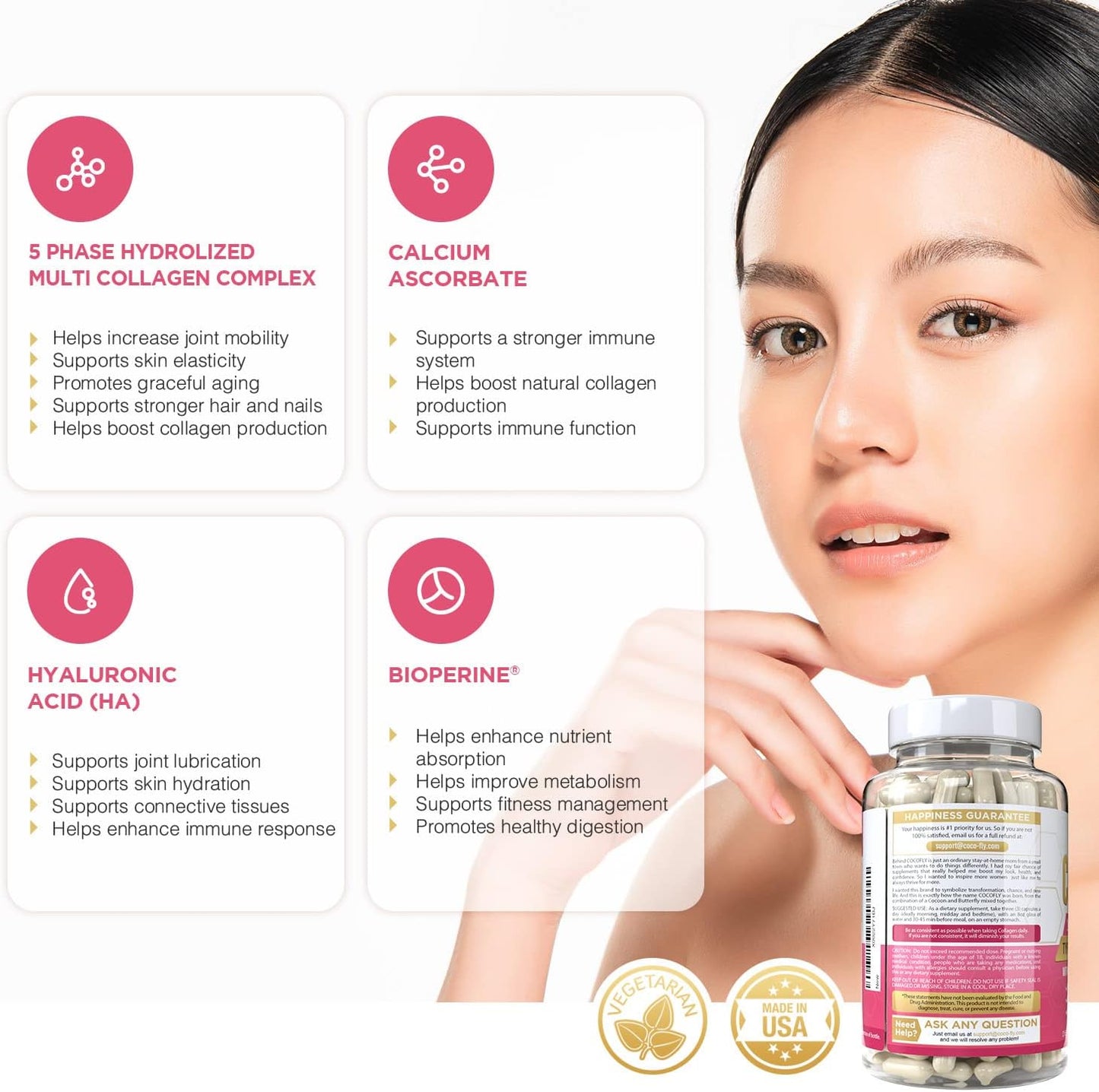 High Potency Collagen Pills for Women - 120 Capsules, 2100mg Hydrolyzed Collagen, Grass Fed Supplements with Hyaluronic Acid, Vitamin C, Bioperine - Anti-Aging Support for Skin and Hair