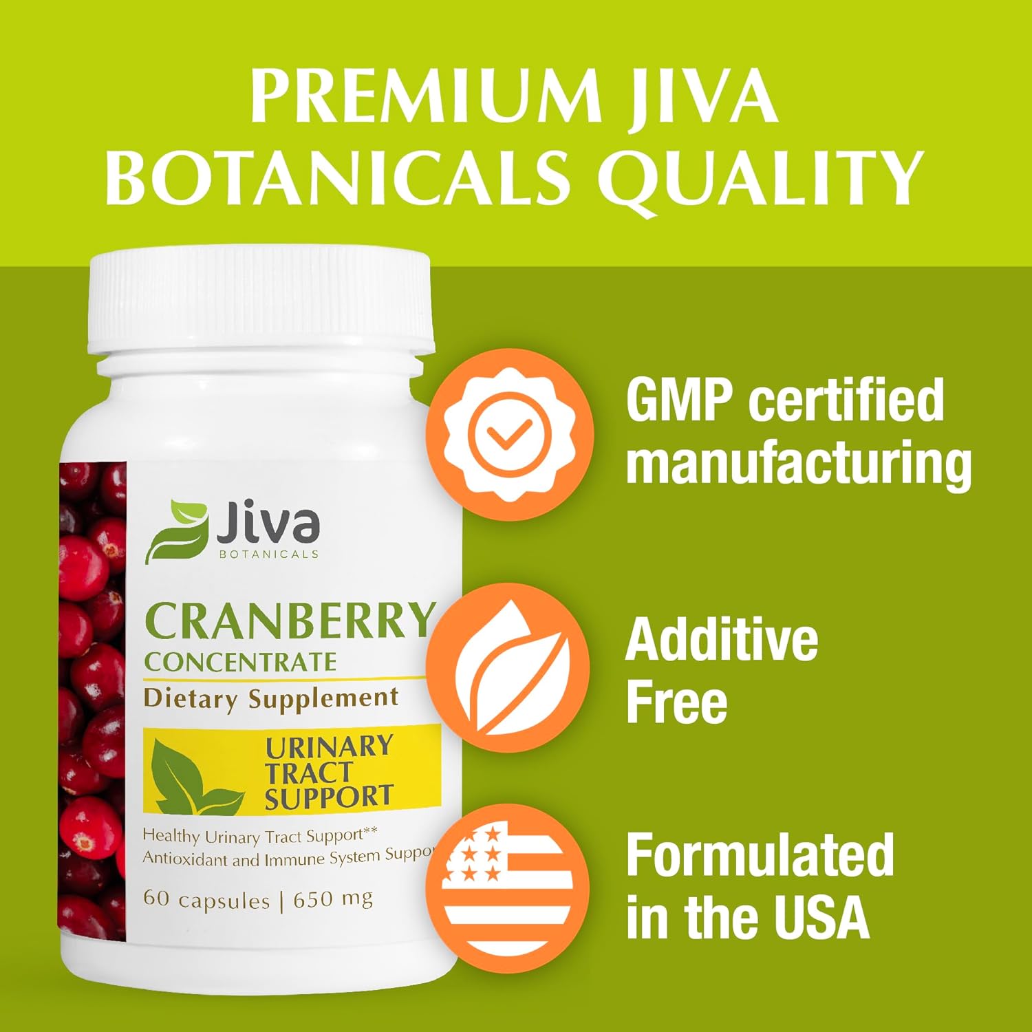 High Potency Cranberry Supplement for Women - 650 mg Concentrated Cranberry Extract Pills for Urinary Tract Health - 60 Capsules by Jiva Botanicals