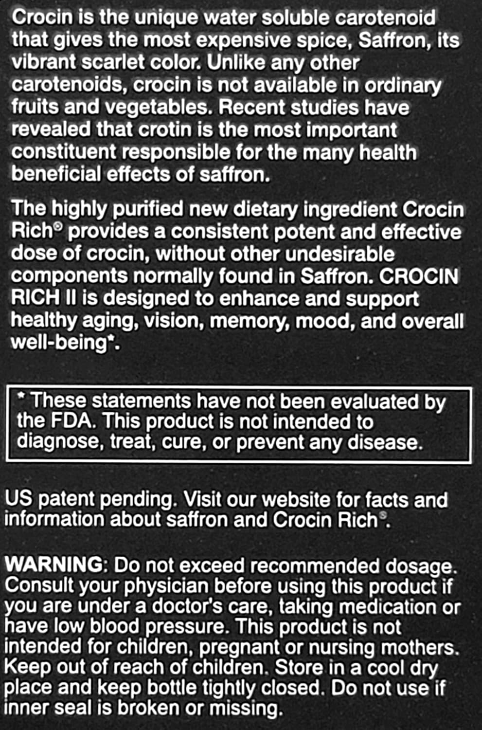 High-Potency Crocin Supplement - Supports Vitality, Memory, Mobility, Bone & Joint Health, Cognitive Function, Nerve Wellness - 30 Tablets