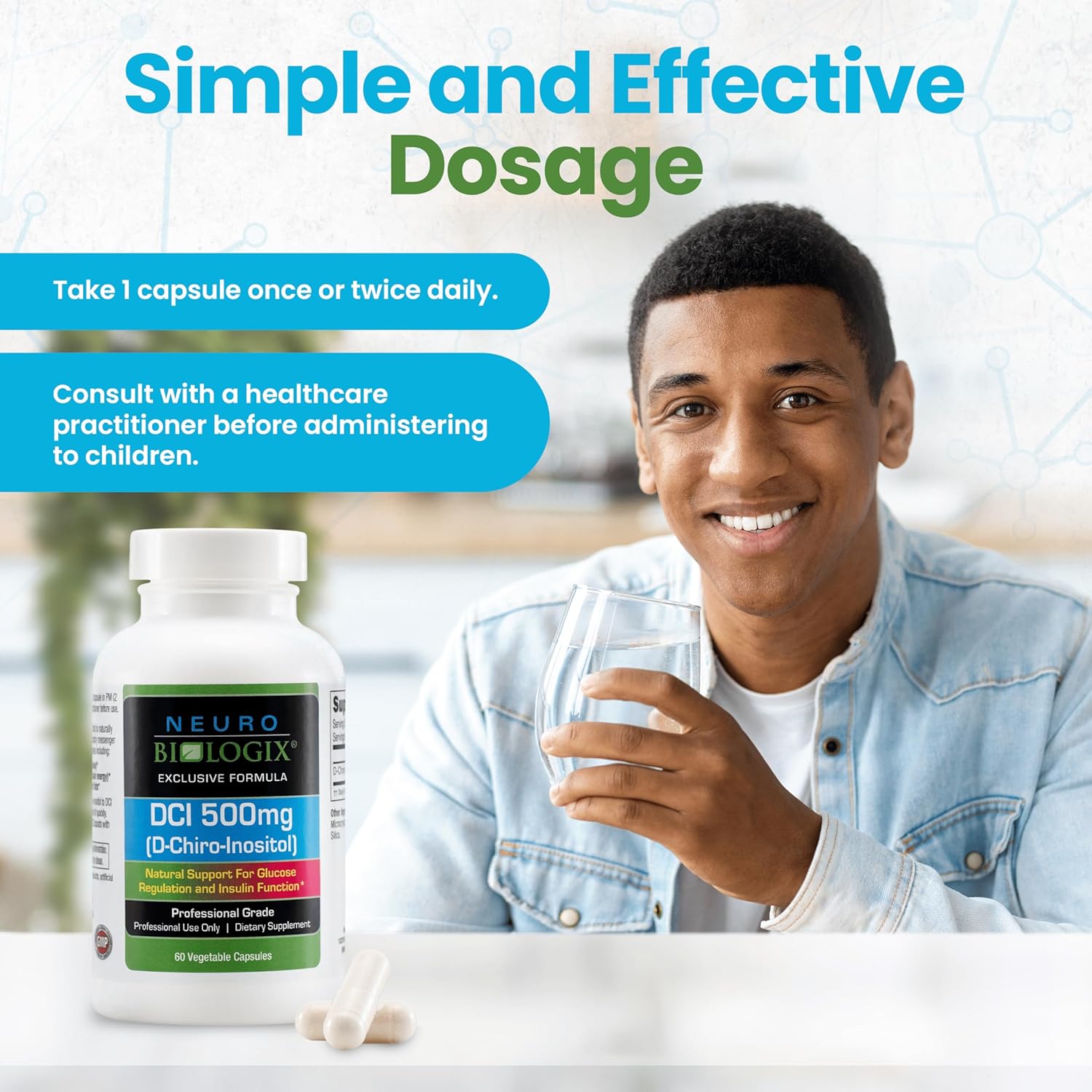 High-Potency D-Chiro-Inositol Capsules 500mg - Support Hormone Balance, Mood, and Energy - 60 Veggie Capsules