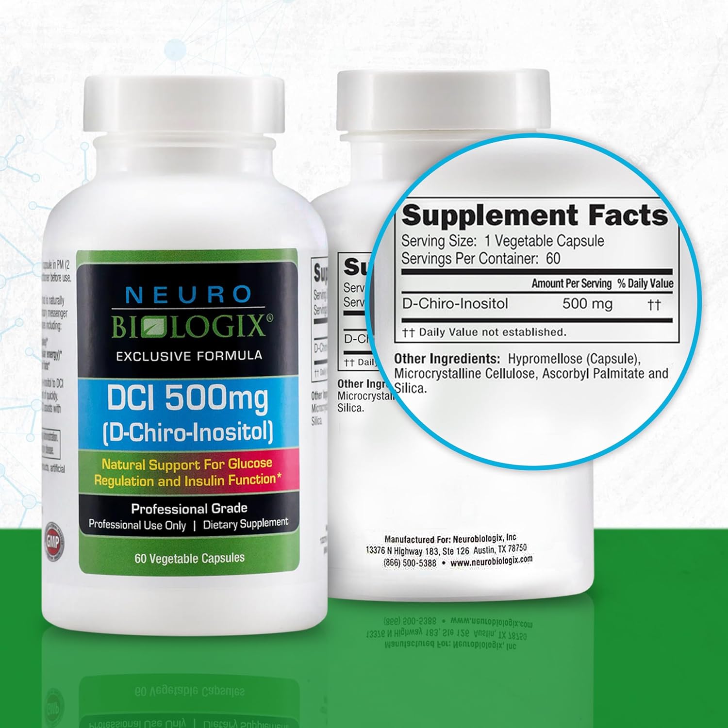 High-Potency D-Chiro-Inositol Capsules 500mg - Support Hormone Balance, Mood, and Energy - 60 Veggie Capsules