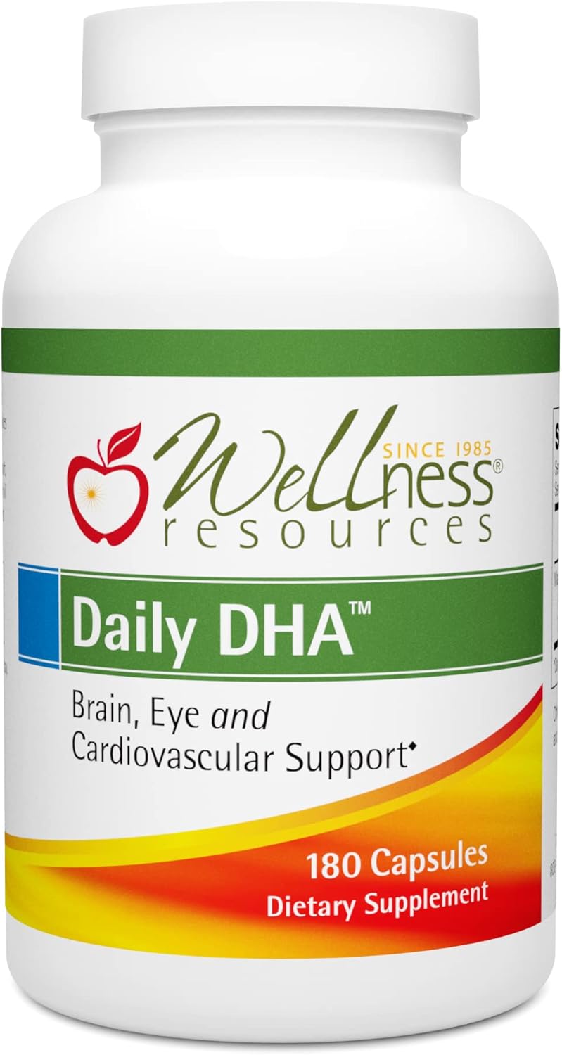 High Potency Daily DHA Fish Oil Supplement - 180 Capsules, Purest Form, Wellness Resources