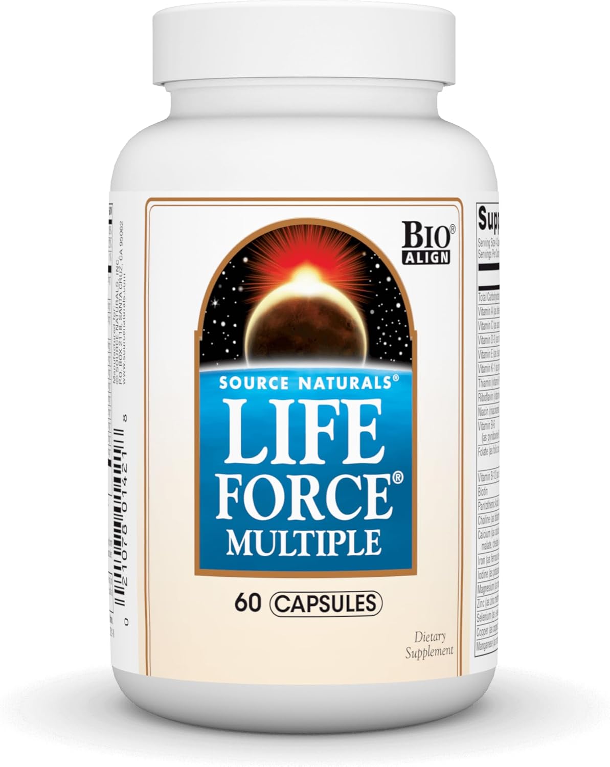 High Potency Daily Multivitamin with Essential Nutrients for Energy & Immune Support - Source Naturals Life Force Multiple - 60 Capsules