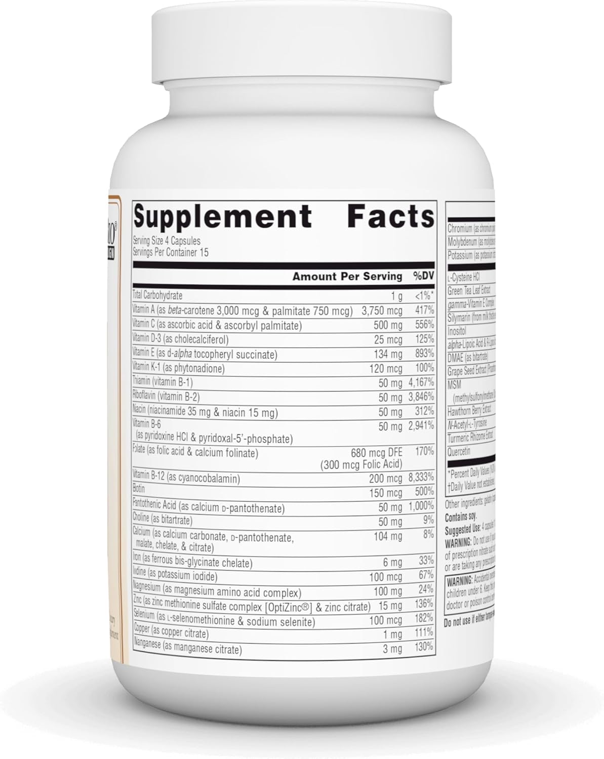 High Potency Daily Multivitamin with Essential Nutrients for Energy & Immune Support - Source Naturals Life Force Multiple - 60 Capsules