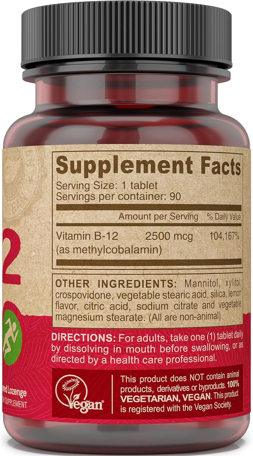 High Potency Deva Vegan Vitamins B12 2500 mcg Sublingual Tablets, Fast Dissolve, 270 Count
