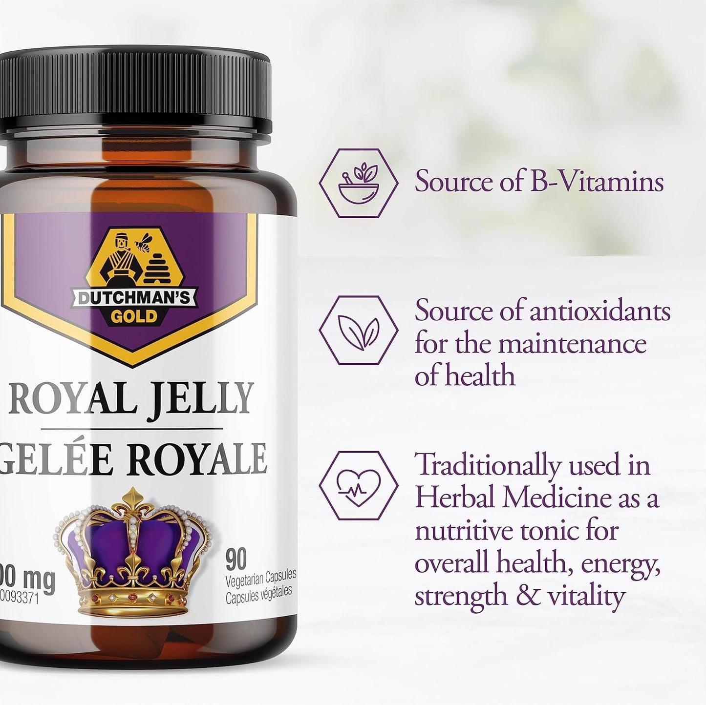 High Potency Dutchman's Gold Royal Jelly Capsules - 1000 mg - 90 Count