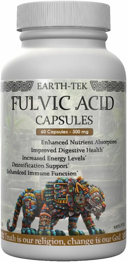 High-Potency Earth-Tek Fulvic Acid Capsules - 60 Count for Immune Support