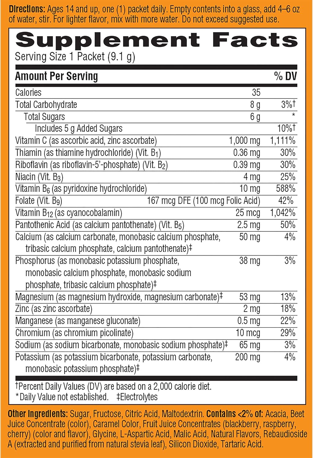 High-Potency Emergen-C Powder with 1000mg Vitamin C for Immune Support