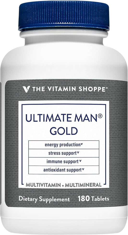 High Potency Energy & Antioxidant Blend Ultimate Man Multivitamin - 180 Tablets - Men’s Comprehensive Daily Multi-Mineral Supplement - Gluten & Dairy Free for Optimal Health