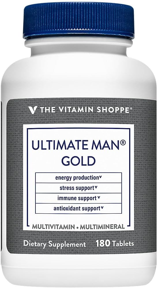 High Potency Energy & Antioxidant Blend Ultimate Man Multivitamin - 180 Tablets - Men’s Comprehensive Daily Multi-Mineral Supplement - Gluten & Dairy Free for Optimal Health