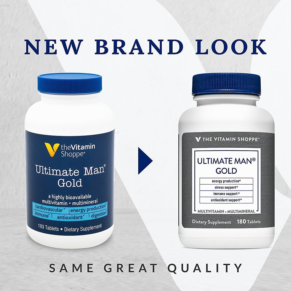 High Potency Energy & Antioxidant Blend Ultimate Man Multivitamin - 180 Tablets - Men’s Comprehensive Daily Multi-Mineral Supplement - Gluten & Dairy Free for Optimal Health