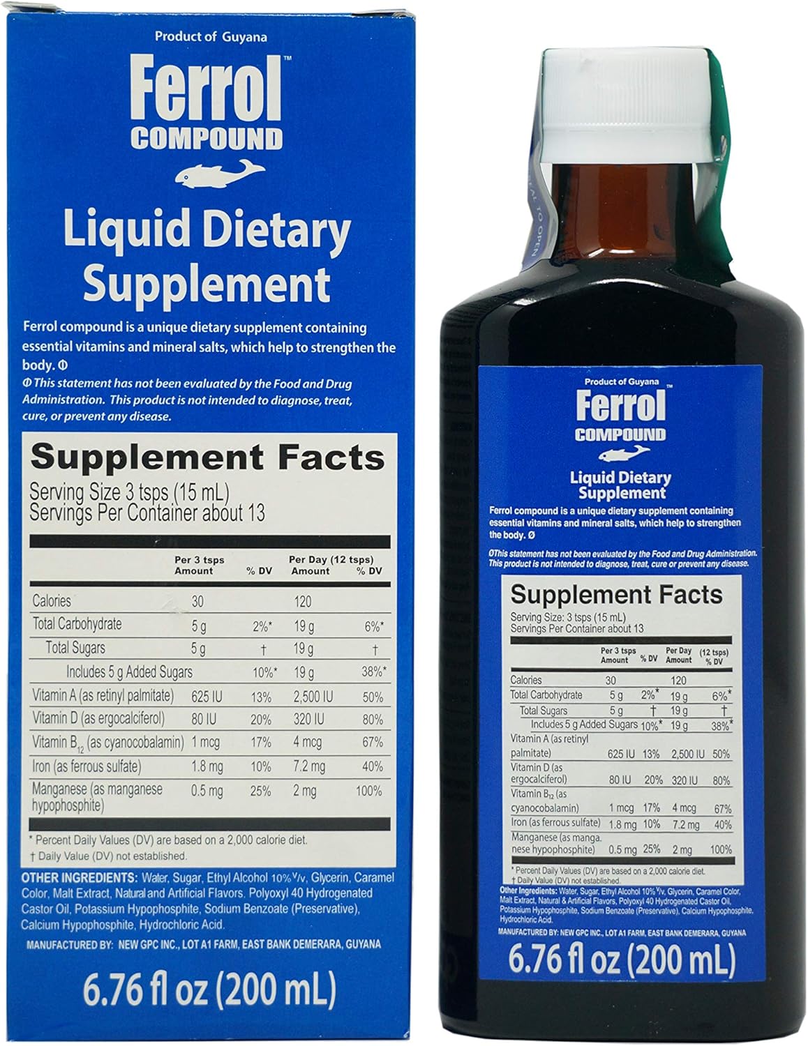 High-Potency Ferrol Liquid Iron Supplement - 1 Bottle