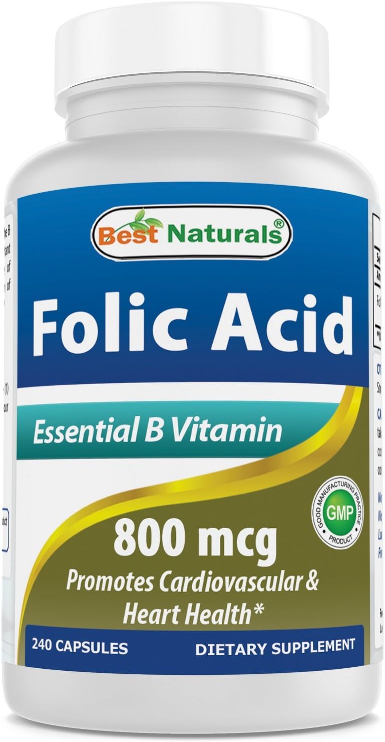 High Potency Folic Acid 800 mcg and Vitamin C 1000 mg Supplement for Optimal Health