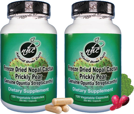 High Potency Freeze Dried Nopal Cactus Capsules - 60,000mg Mountain Grown Prickly Pear Supplements - Rich in Betalains & Nitrates - Non-GMO, Gluten & Sugar Free - 120 Veggie Capsules