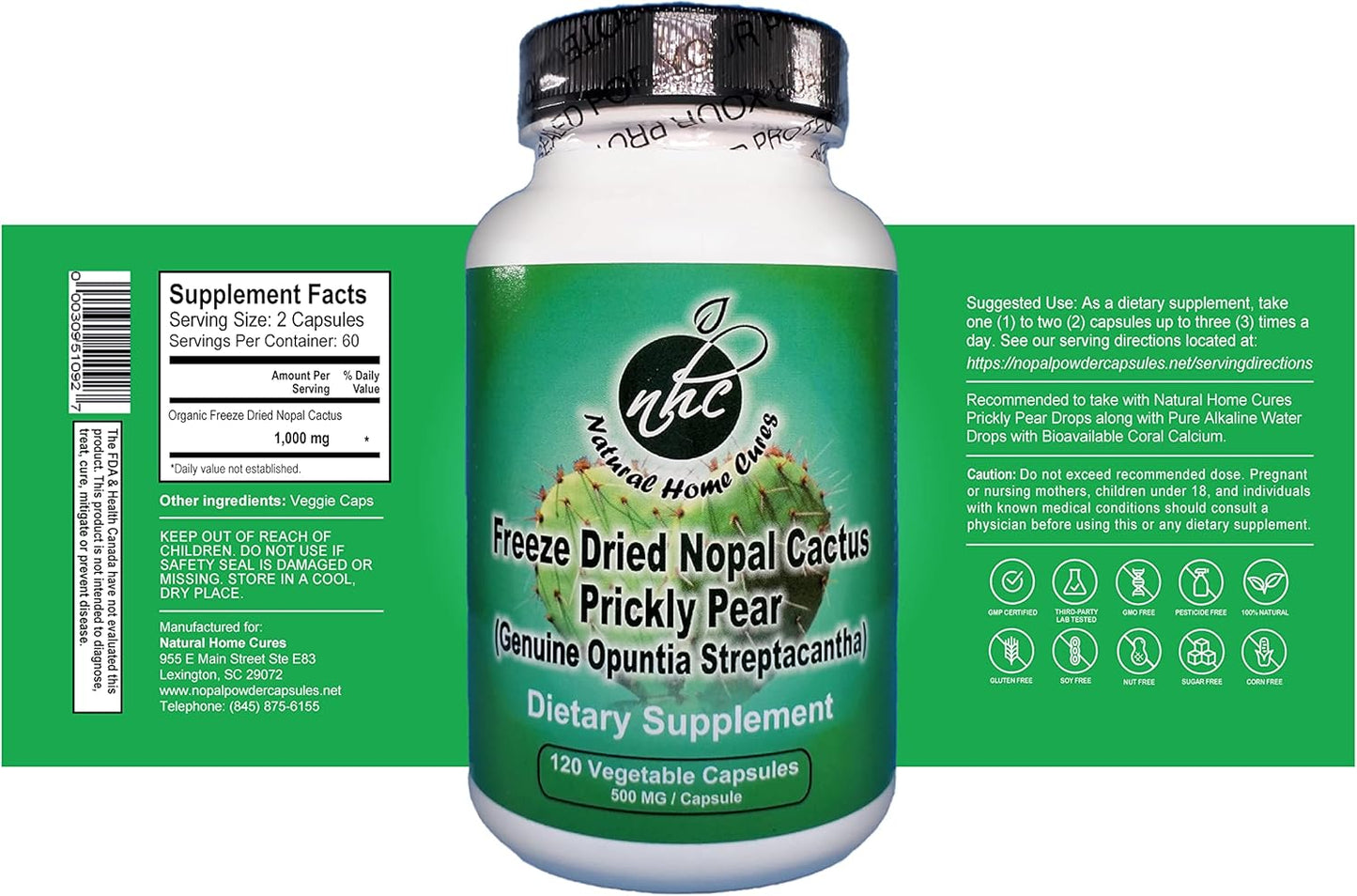 High Potency Freeze Dried Nopal Cactus Capsules - 60,000mg Mountain Grown Prickly Pear Supplements - Rich in Betalains & Nitrates - Non-GMO, Gluten & Sugar Free - 120 Veggie Capsules