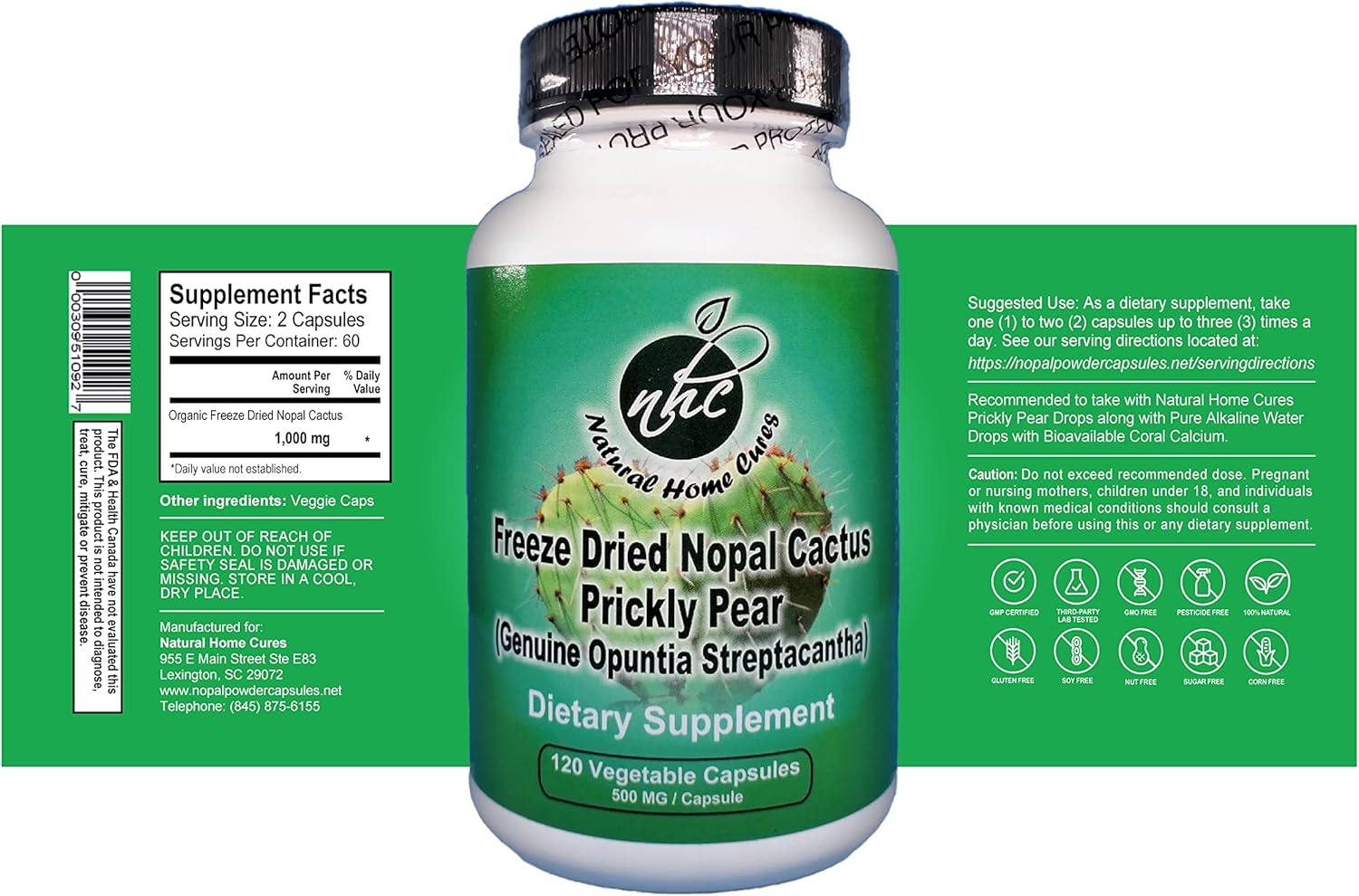 High Potency Freeze Dried Nopal Cactus Capsules - 60,000mg Mountain Grown Prickly Pear Supplements - Rich in Betalains & Nitrates - Non-GMO, Gluten & Sugar Free - 120 Veggie Capsules