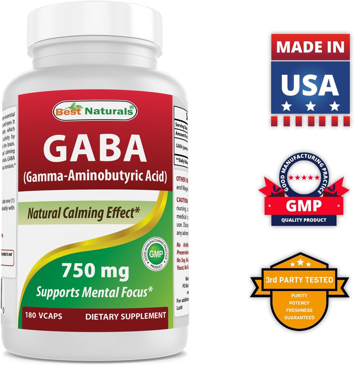 High Potency GABA and L-Theanine Supplement - 750mg GABA & 200mg L-Theanine for Maximum Benefits
