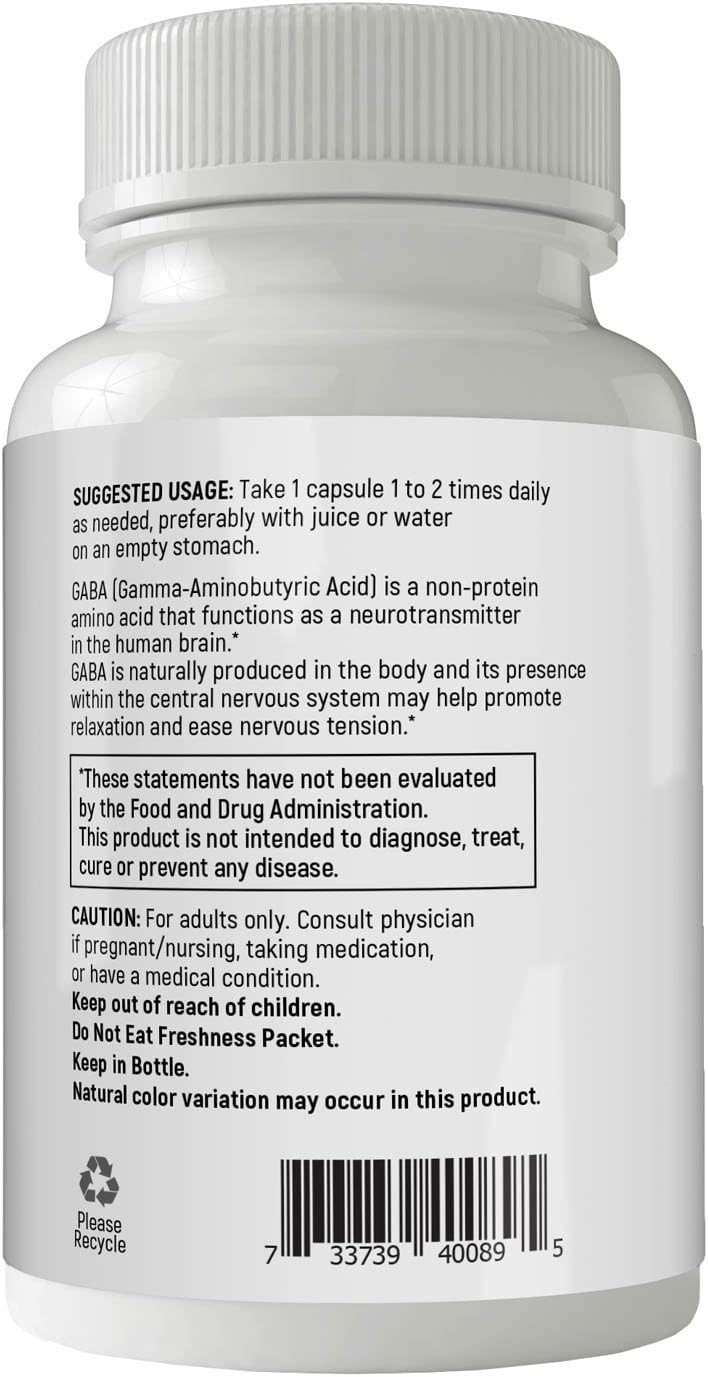 High Potency GABA Supplement for Improved Health - 750mg