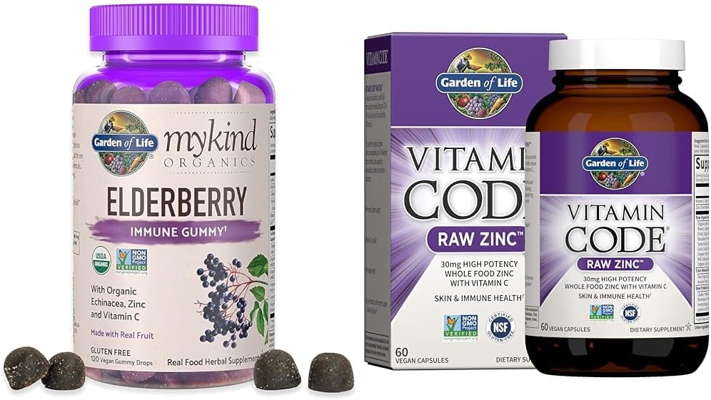High Potency Garden of Life Elderberry Gummies with Zinc & Vitamin C - Organic Multimineral Supplement for Adults & Kids