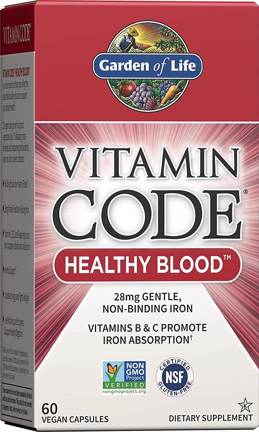 High Potency Garden of Life Vitamin Code Healthy Blood Capsules with Zinc - 60ct & 30mg Raw Zinc and Vitamin C Multimineral Supplement