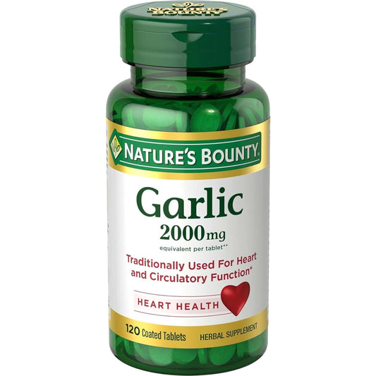 High Potency Garlic Supplement, 120 Tablets - Nature's Bounty 2000mg