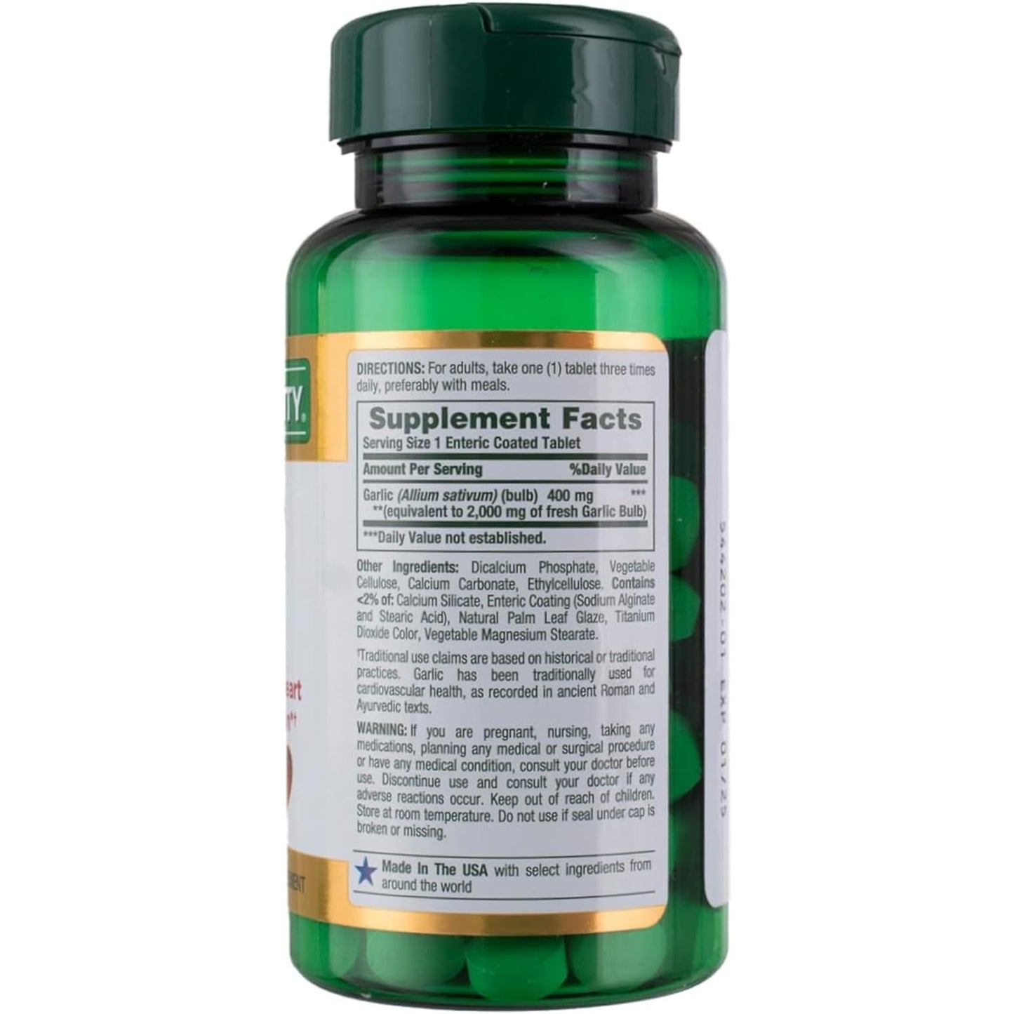 High Potency Garlic Supplement, 120 Tablets - Nature's Bounty 2000mg