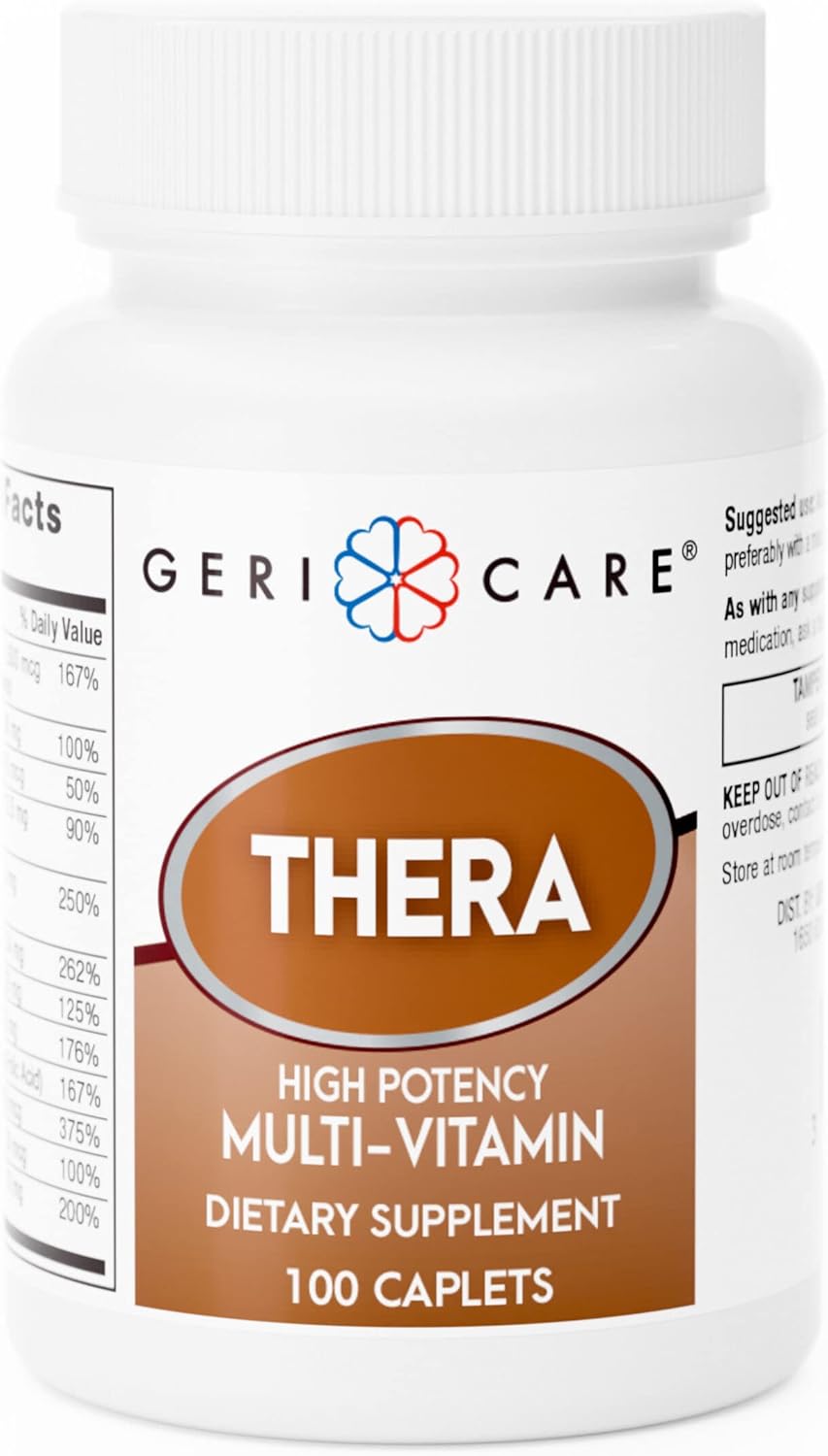High Potency GeriCare Thera Multivitamin Caplets - 100 Count Pack - Nutritional Supplement