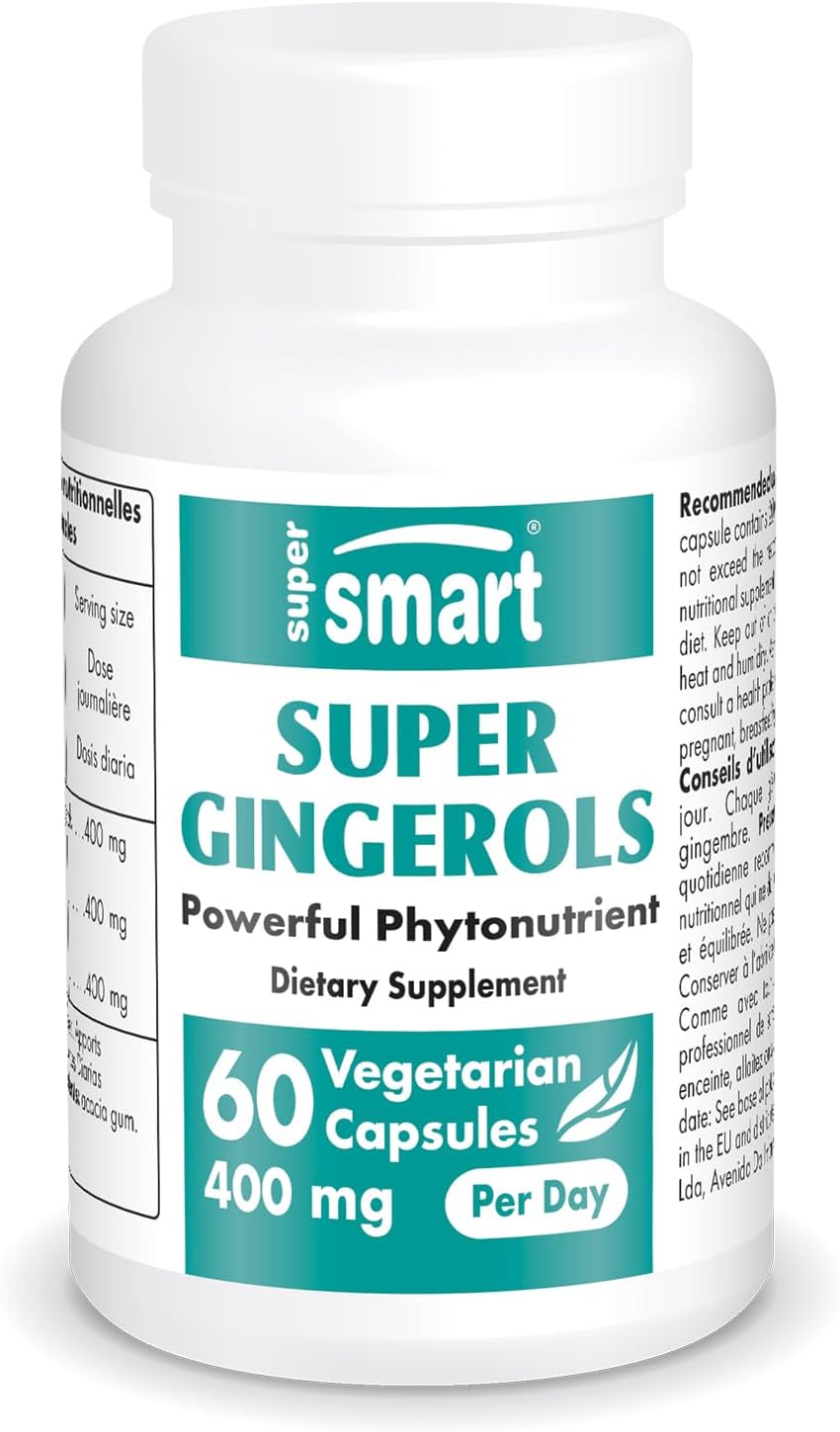 High Potency Ginger Root Extract Supplement with 400mg Gingerols per Day - Non-GMO & Gluten Free - 60 Capsules