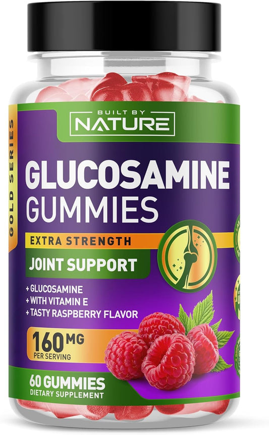 High Potency Glucosamine Gummies with Vitamin E for Joint Support - Natural Relief for Back, Knees, and Hands - Non GMO - 60 Gummies