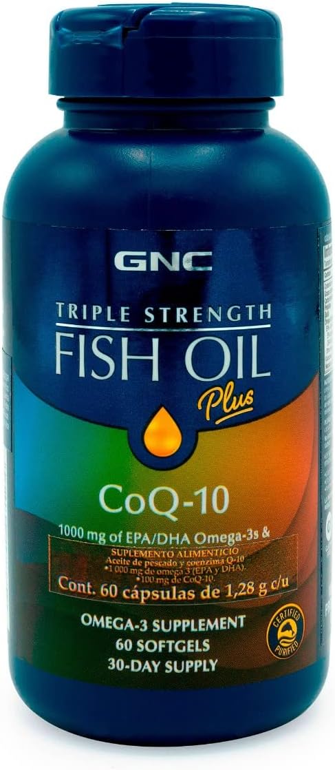 High Potency GNC Fish Oil with CoQ-10 for Heart, Brain, and Joint Health - 60 Softgels - BoostGo Australia