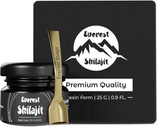 High Potency Gold Grade Everest Shilajit Resin for Men & Women | Natural 75% Fulvic Acid & 85+ Trace Minerals | Lab Tested Nepal Shilajit | 50 Servings, 25 GM